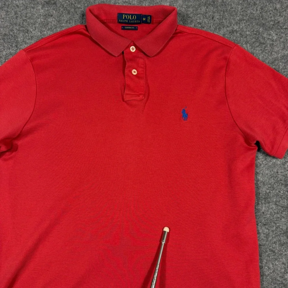 Polo Ralph Lauren Custom Fit Polo Shirt Mens M Red Cotton GUC